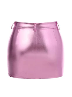 Discount Retro Stage 1960s High Waist Shiny Metallic Mini Skirt