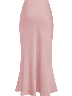 Discount Retro Stage 1930s High-Waist Satin Solid Mermaid Skirt