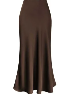 Discount Retro Stage 1930s High-Waist Satin Solid Mermaid Skirt