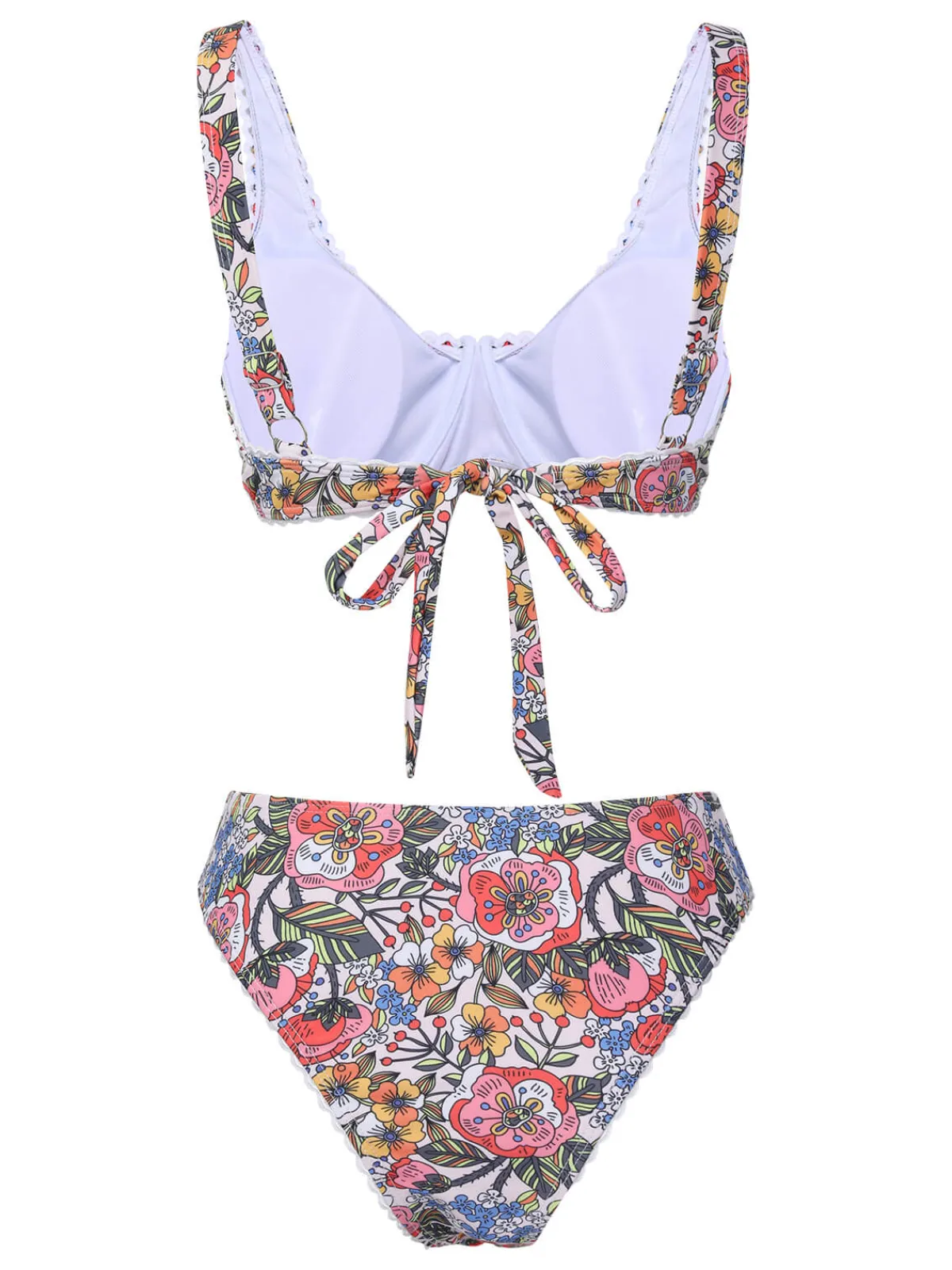 Discount Retro Stage 1970s Hippie Floral Wide Strap Swimsuit Pink