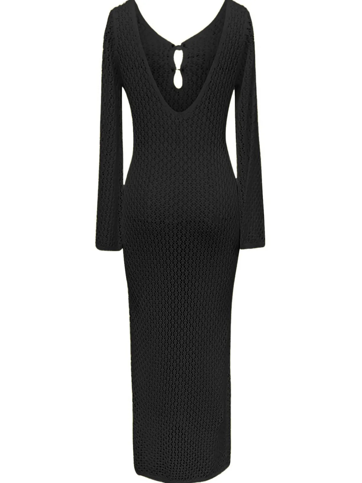 Fashion Retro Stage 1960s Hollow Knitted Maxi Dress Cover-Up