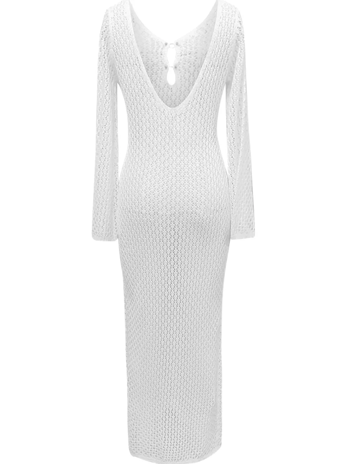 Fashion Retro Stage 1960s Hollow Knitted Maxi Dress Cover-Up