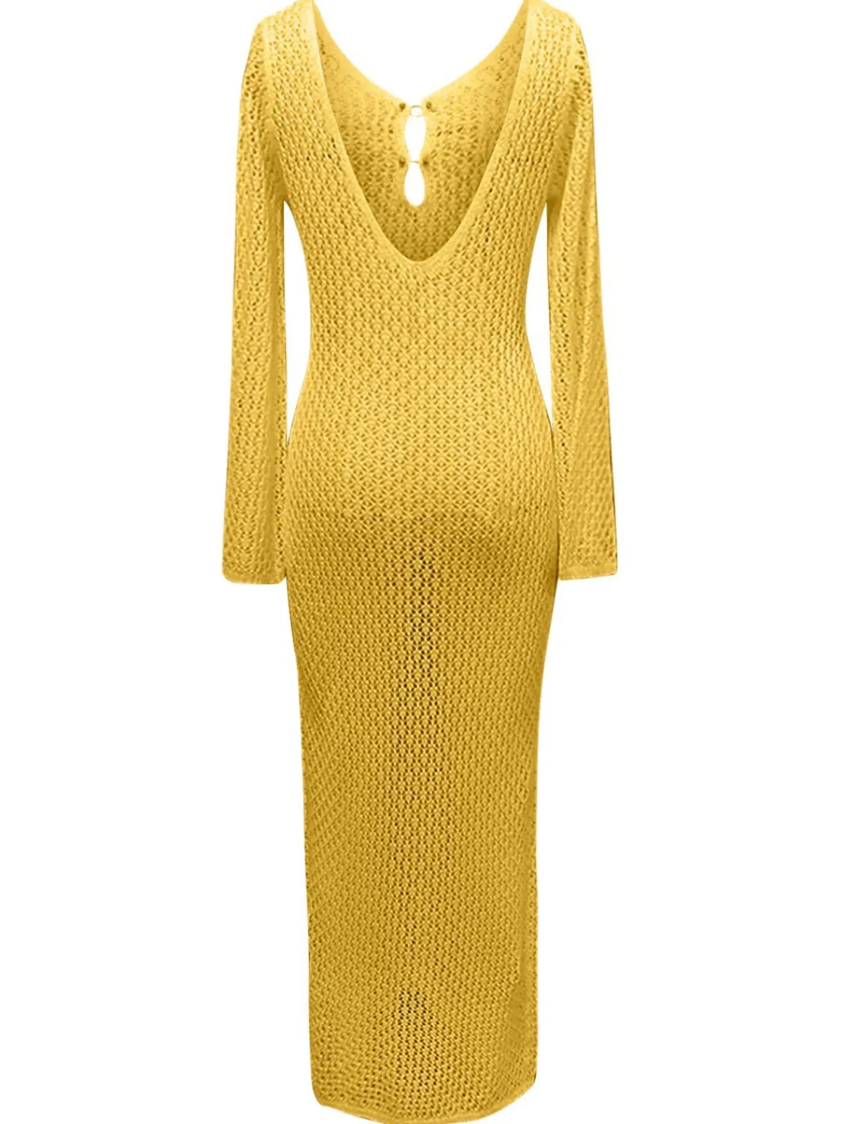 Fashion Retro Stage 1960s Hollow Knitted Maxi Dress Cover-Up