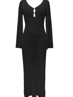 Fashion Retro Stage 1960s Hollow Knitted Maxi Dress Cover-Up