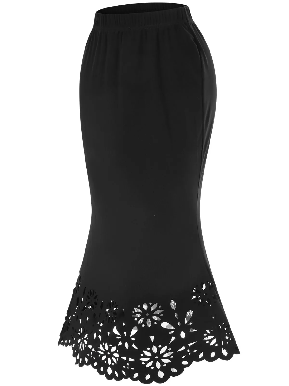 Best Retro Stage 1930s Hollow Out Solid Fishtail Skirt