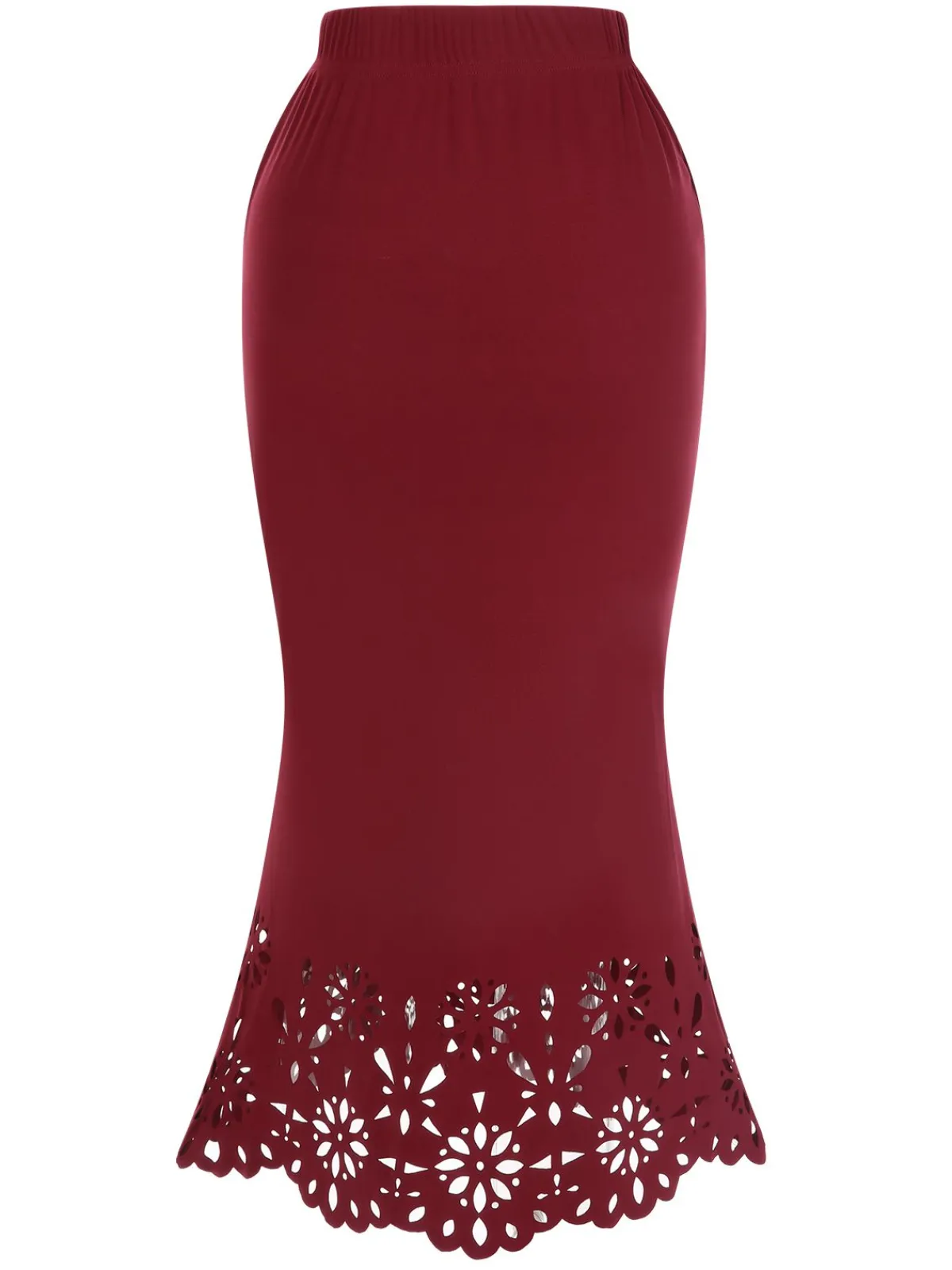 Best Retro Stage 1930s Hollow Out Solid Fishtail Skirt