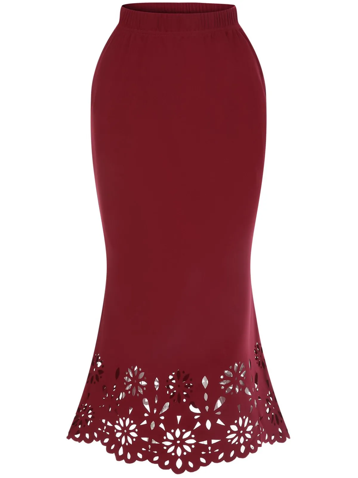 Best Retro Stage 1930s Hollow Out Solid Fishtail Skirt