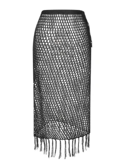 Fashion Retro Stage 1960s Hook Pattern Hollow Fringed Cover Up