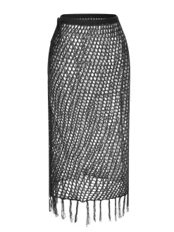 Fashion Retro Stage 1960s Hook Pattern Hollow Fringed Cover Up