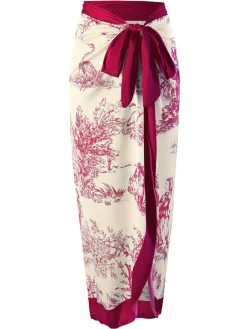 Fashion Retro Stage 1960s Ink Floral Patchwork Tie-Up Cover-Up