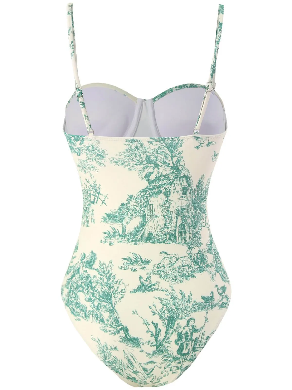 Outlet Retro Stage 1960s Ink Floral Spaghetti Strap One-Piece Swimsuit