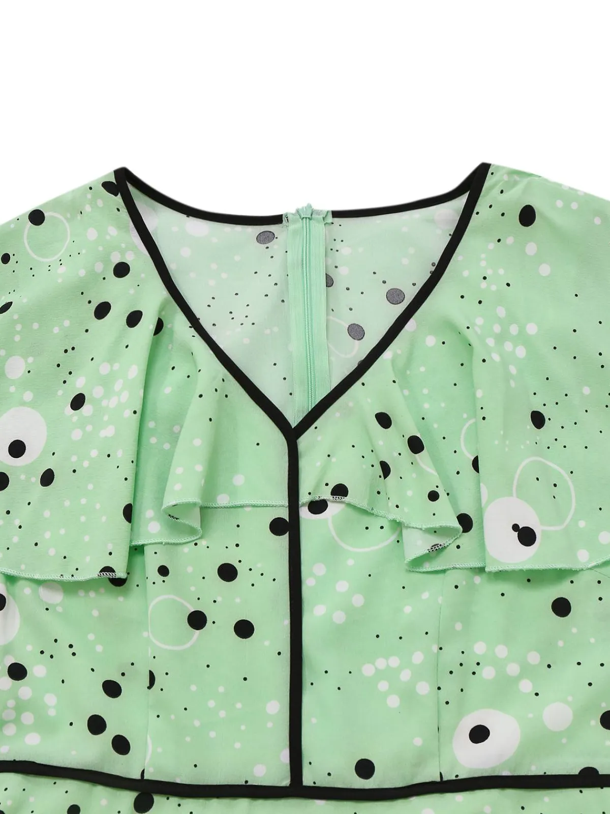 Hot Retro Stage 1940s Irregular Dots V-Neck Ruffled Dress
