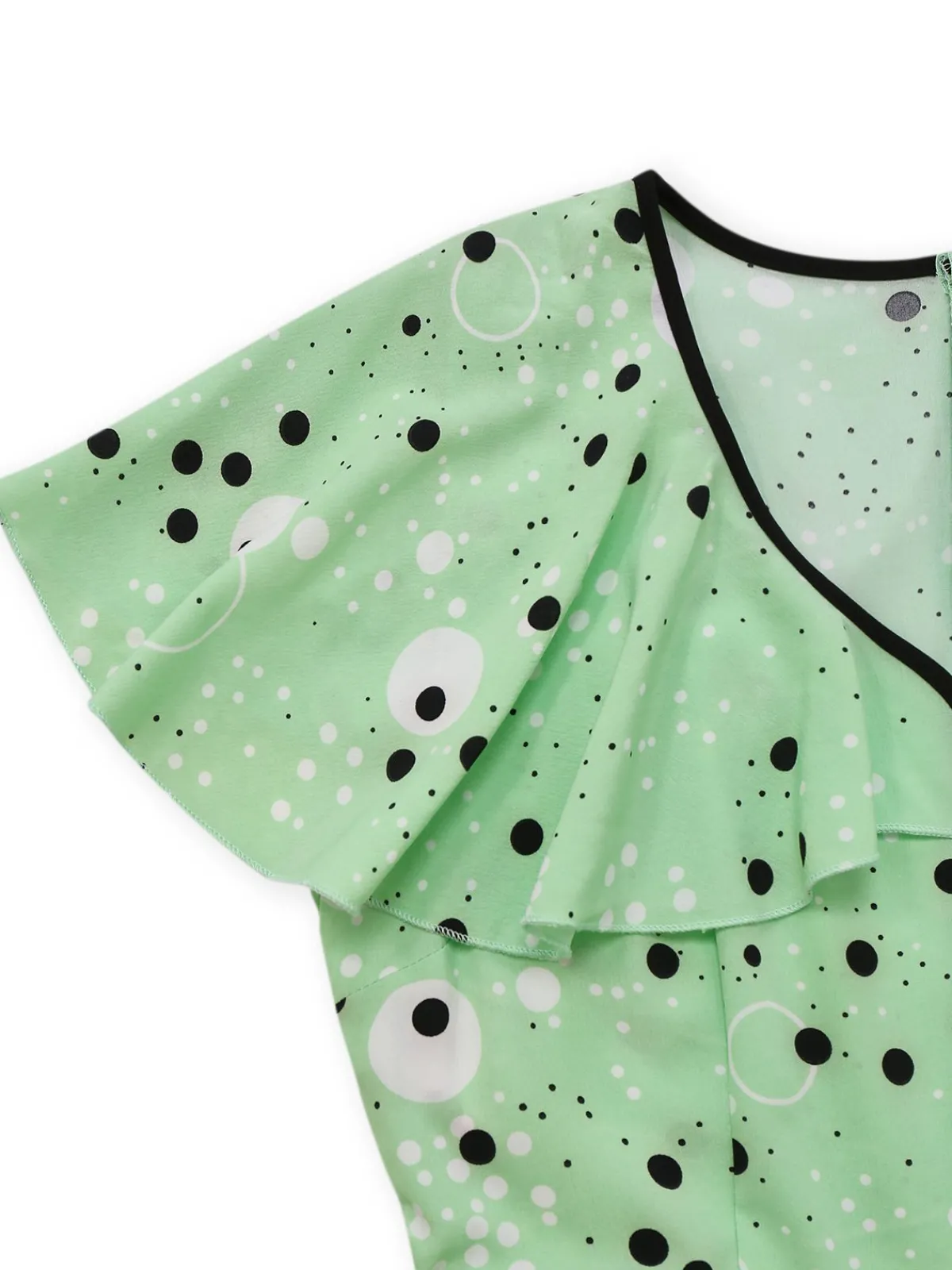 Hot Retro Stage 1940s Irregular Dots V-Neck Ruffled Dress