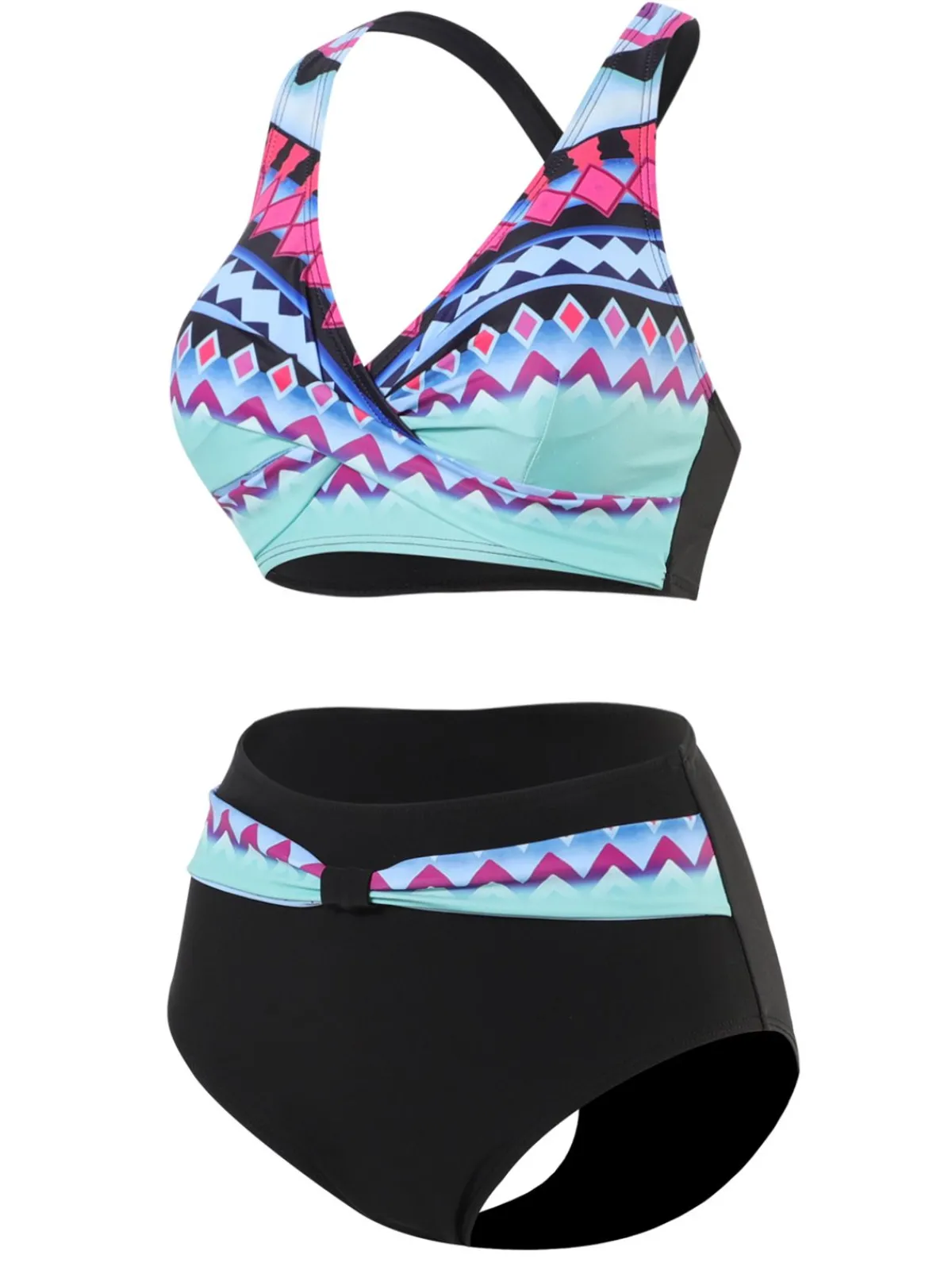 Sale Retro Stage 1940s Irregular Printed Patchwork Bikini Set