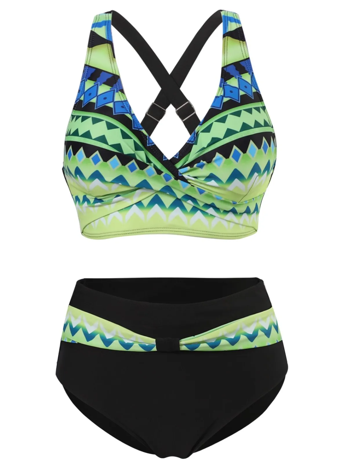 Sale Retro Stage 1940s Irregular Printed Patchwork Bikini Set