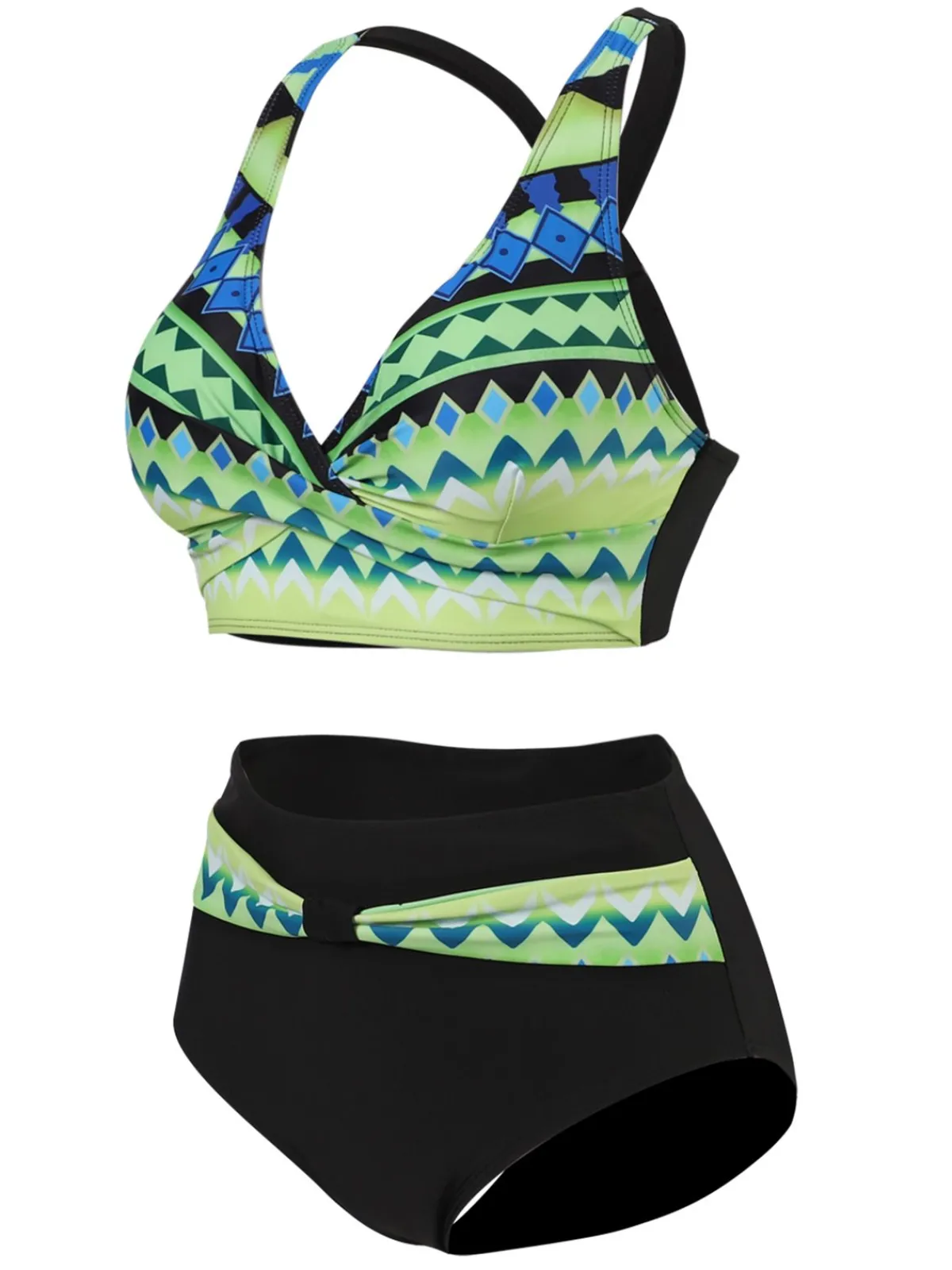 Sale Retro Stage 1940s Irregular Printed Patchwork Bikini Set