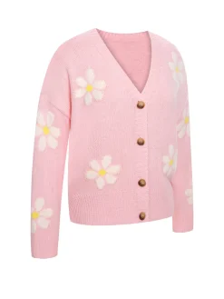 New Retro Stage 1960s Jacquard Floral Knitted Cardigan