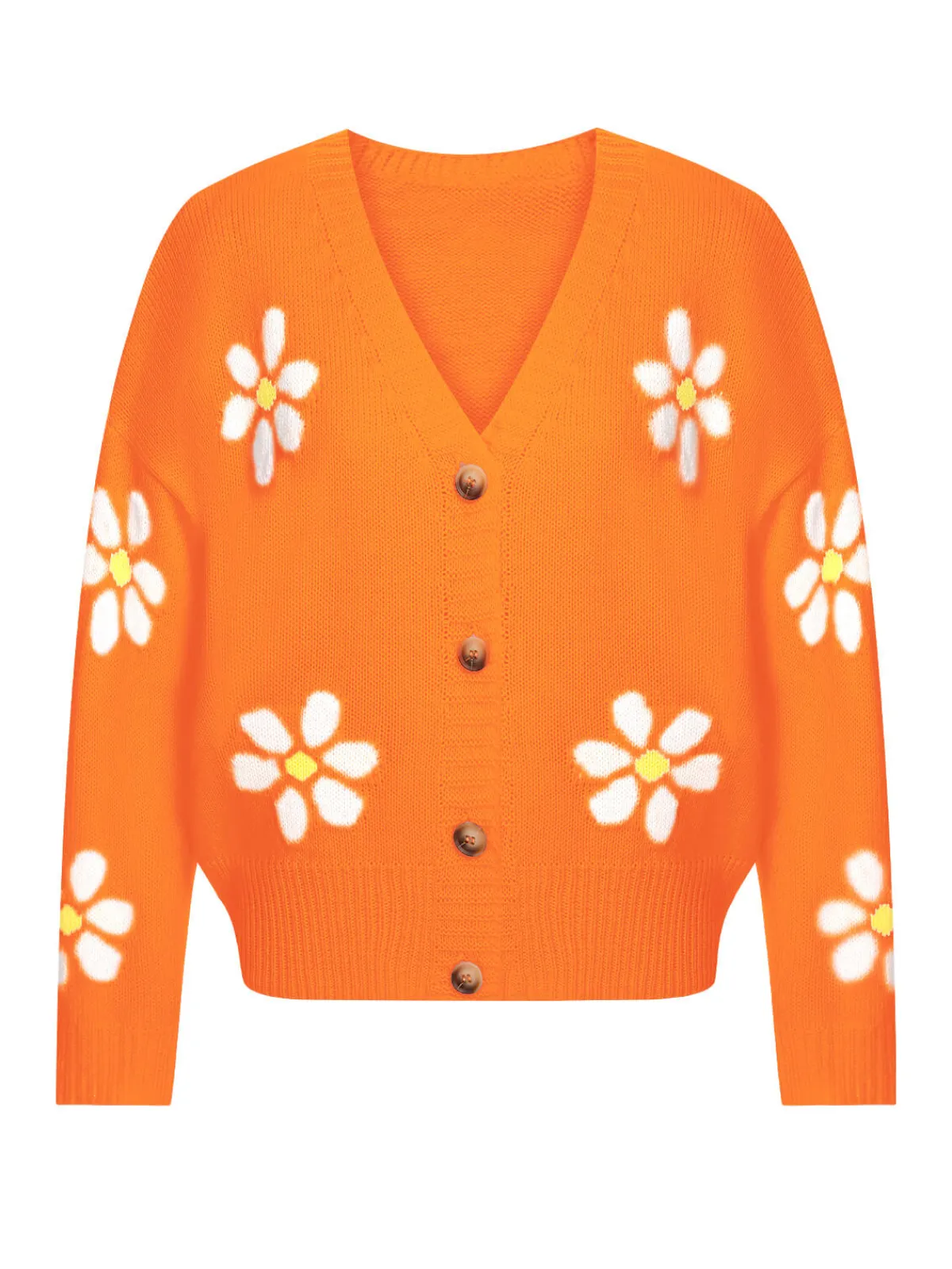 New Retro Stage 1960s Jacquard Floral Knitted Cardigan
