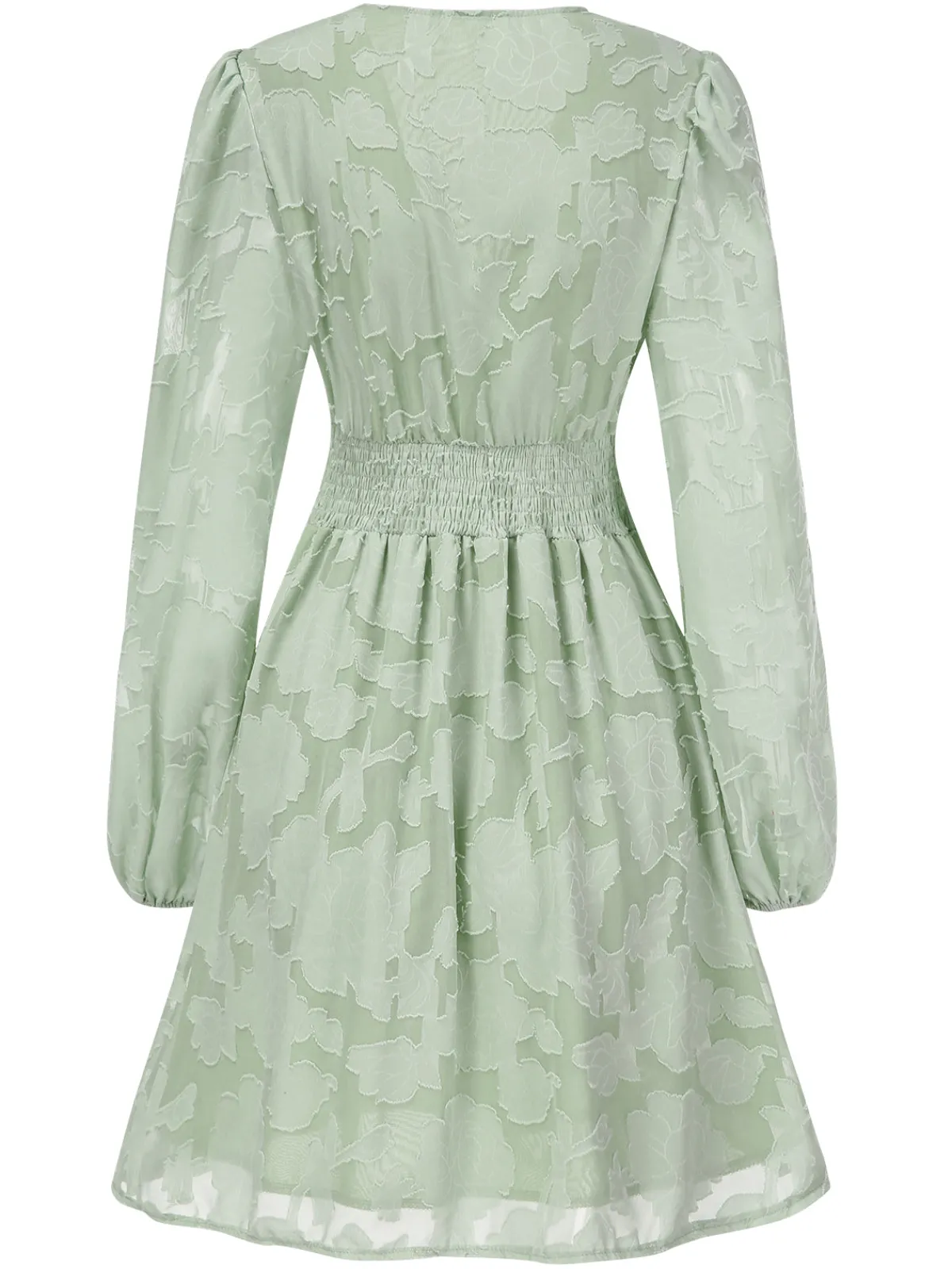 Sale Retro Stage 1960s Jaquard Floral Deep V-Neck Skater Dress