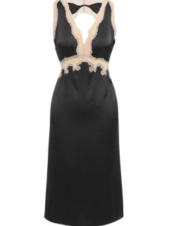 Discount Retro Stage 1950s Lace Backless V-Neck Satin Sleepwear
