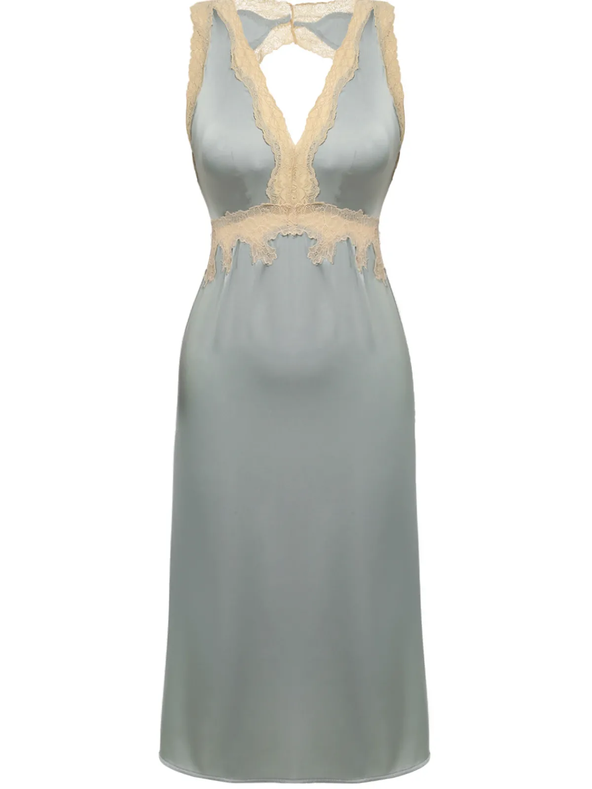 Discount Retro Stage 1950s Lace Backless V-Neck Satin Sleepwear