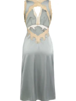 Discount Retro Stage 1950s Lace Backless V-Neck Satin Sleepwear