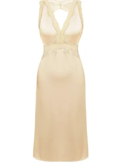 Discount Retro Stage 1950s Lace Backless V-Neck Satin Sleepwear