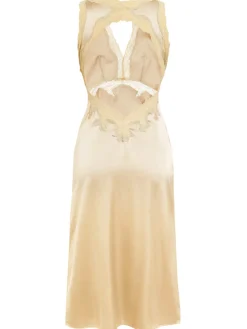 Best Retro Stage 1950s Lace Backless V-Neck Satin Sleepwear