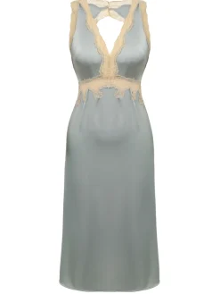 Best Retro Stage 1950s Lace Backless V-Neck Satin Sleepwear