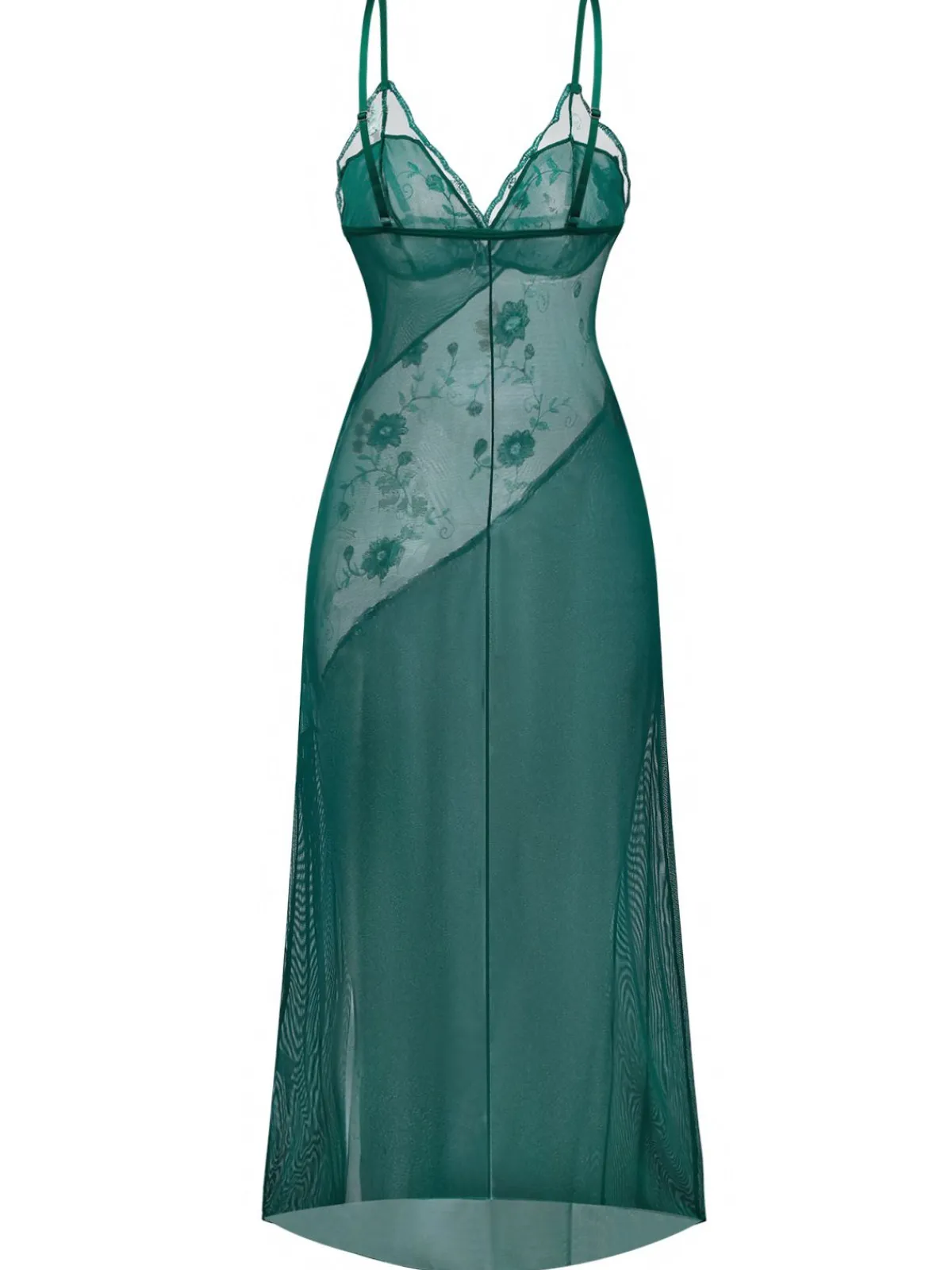 Clearance Retro Stage 1930s Lace Embroidered Floral Slip Nightdress Green