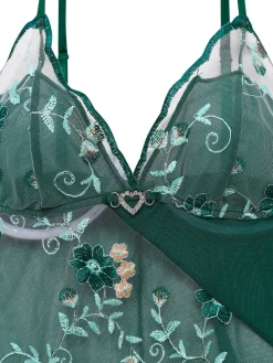Clearance Retro Stage 1930s Lace Embroidered Floral Slip Nightdress Green
