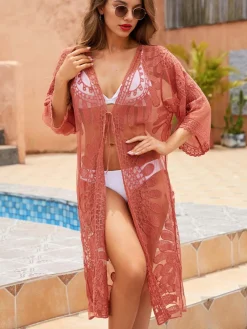 Hot Retro Stage 1950s Lace Embroidered Floral Cover-Up