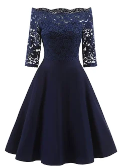 Clearance Retro Stage 1950s Lace Off Shoulder Dress