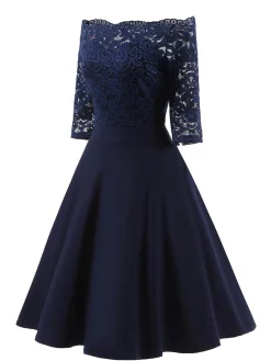 Clearance Retro Stage 1950s Lace Off Shoulder Dress
