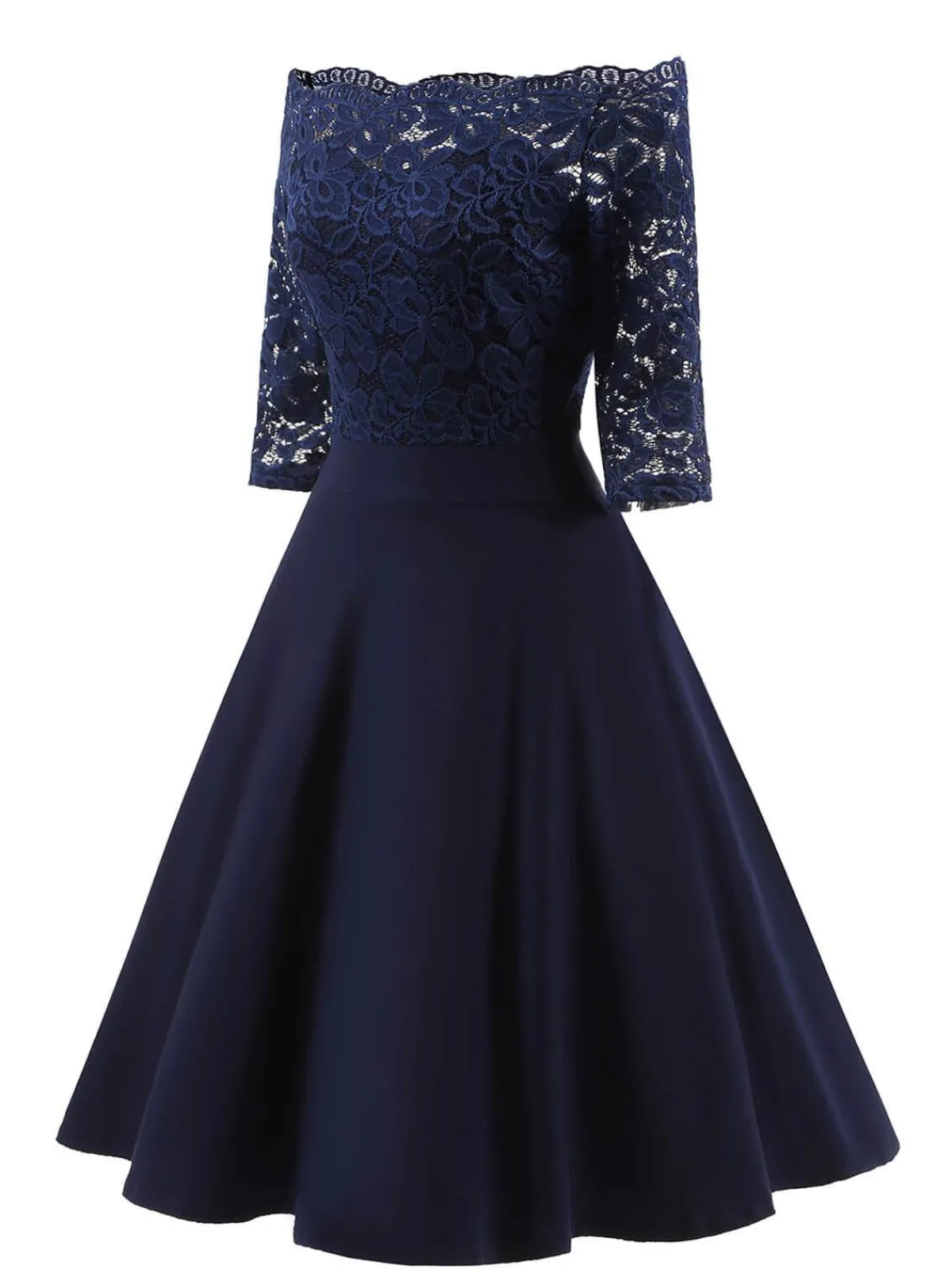 Clearance Retro Stage 1950s Lace Off Shoulder Dress