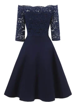 Clearance Retro Stage 1950s Lace Off Shoulder Dress