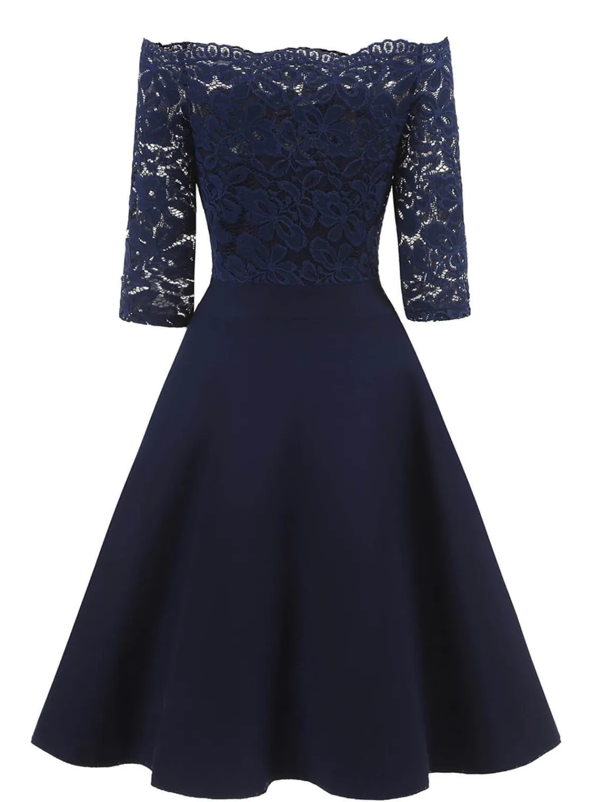 Clearance Retro Stage 1950s Lace Off Shoulder Dress