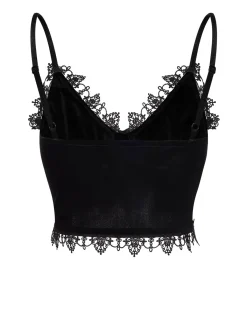 Outlet Retro Stage 1980s Lace Patchwork Cross Crop Camisole