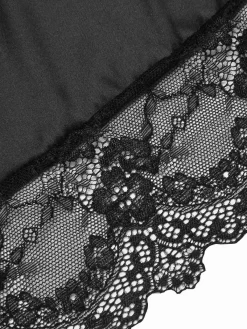 Online Retro Stage 1970s Lace Patchwork Spaghetti Straps Nightgown