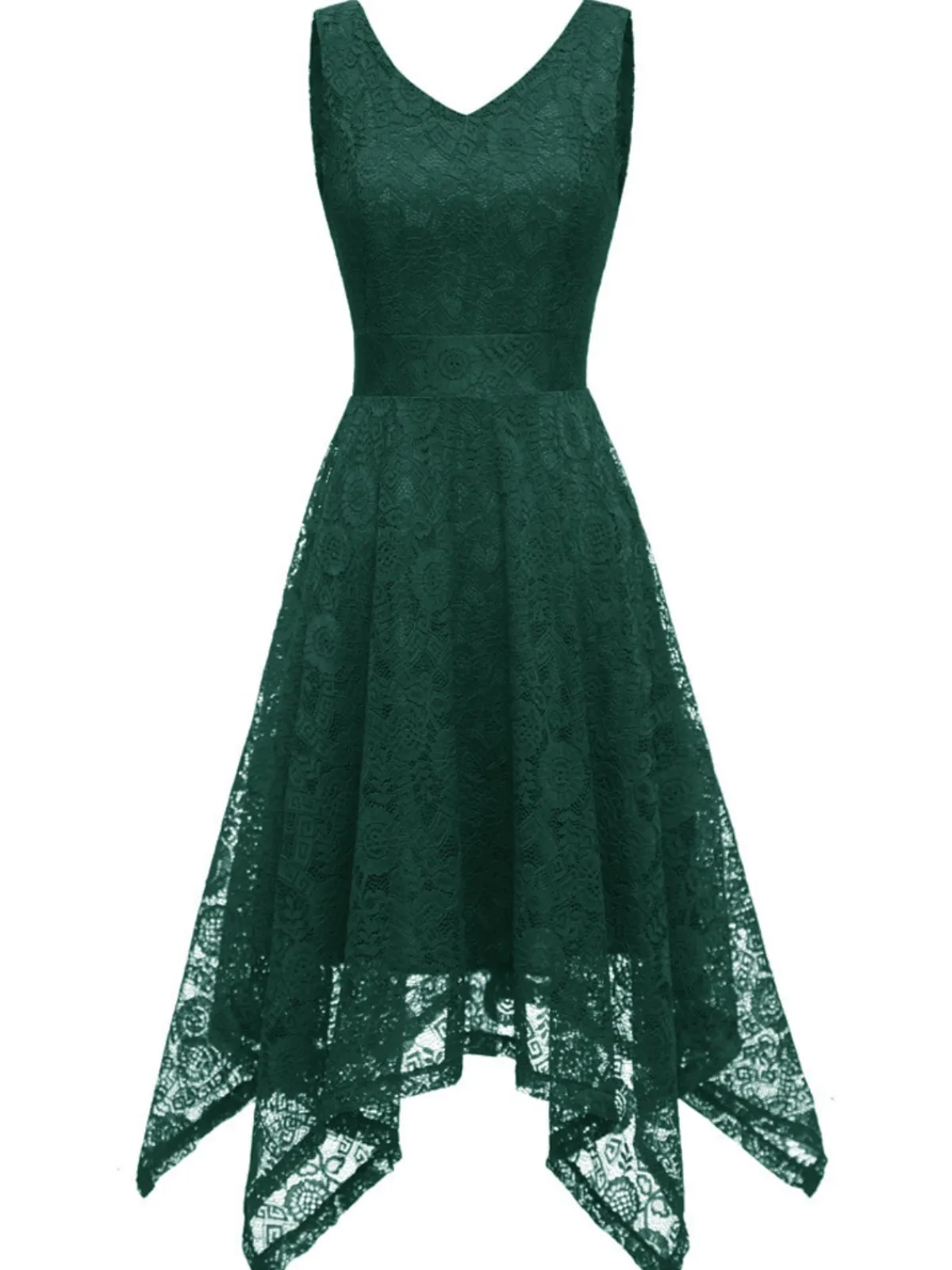 Online Retro Stage 1950s Lace Pointed Hem Swing Dress