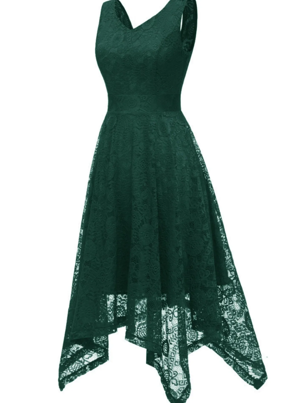 Online Retro Stage 1950s Lace Pointed Hem Swing Dress