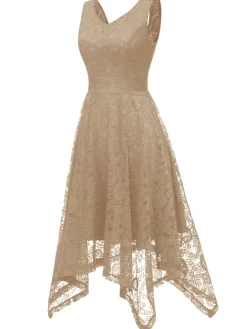 Online Retro Stage 1950s Lace Pointed Hem Swing Dress