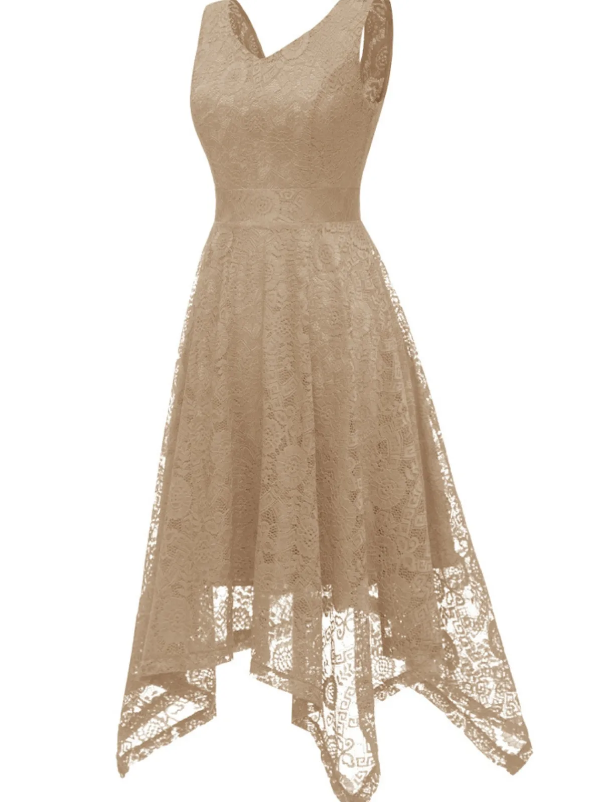 Online Retro Stage 1950s Lace Pointed Hem Swing Dress