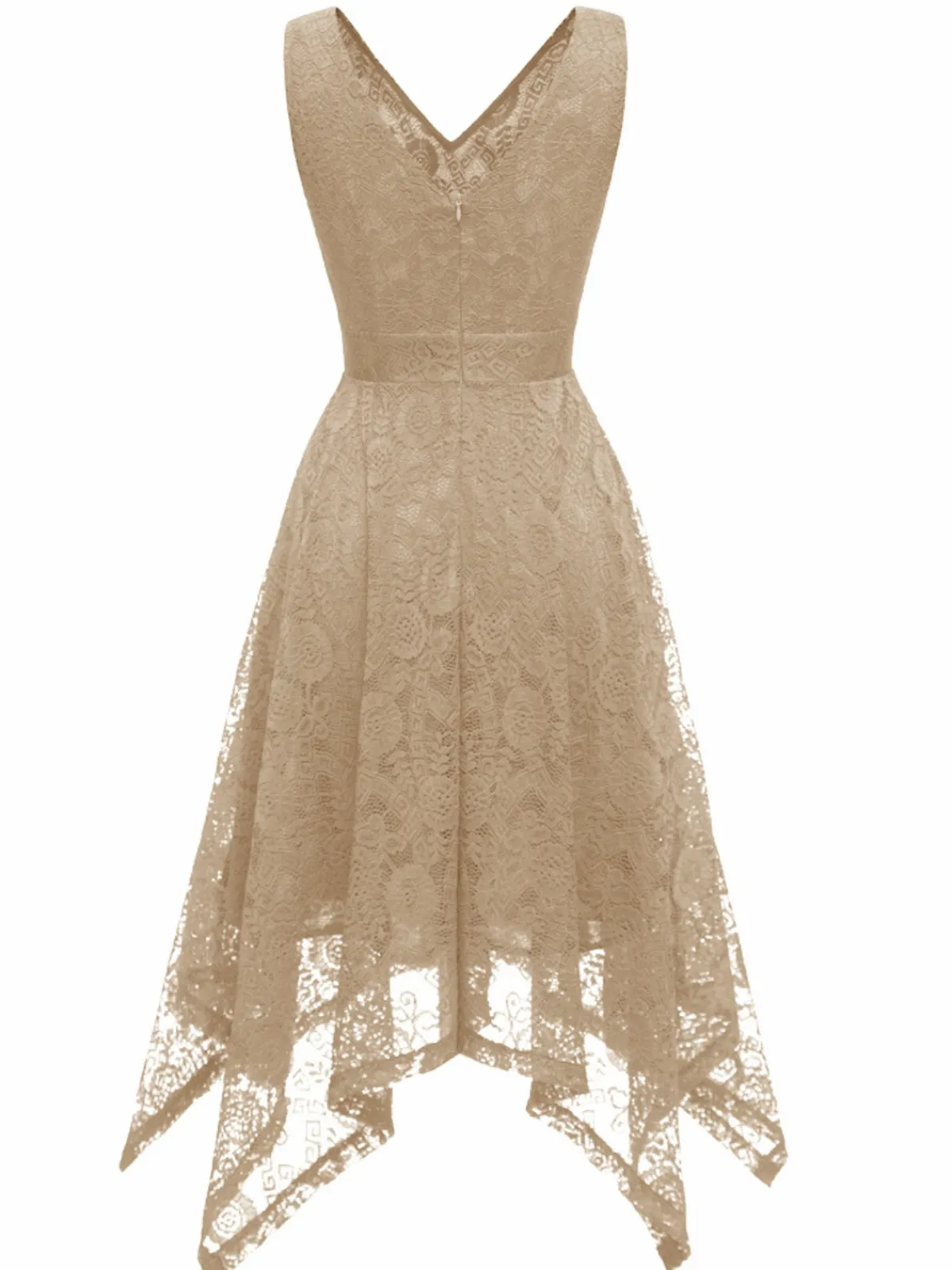 Online Retro Stage 1950s Lace Pointed Hem Swing Dress