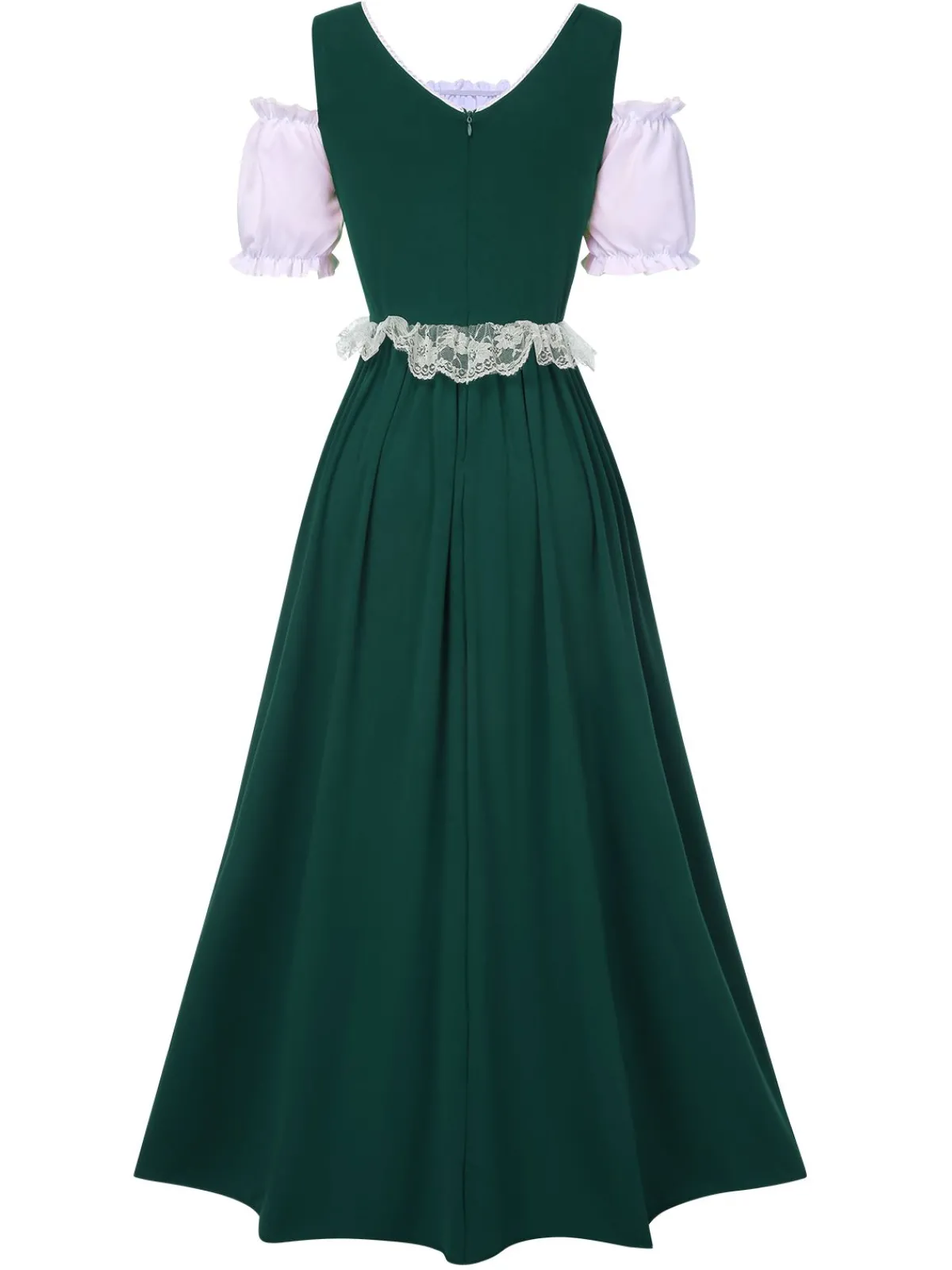 Sale Retro Stage 1940s Lace Puff Patchwork Dress & Ribbon