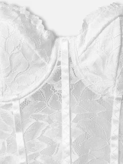 Fashion Retro Stage 1960s Lace Spaghetti Straps Corset Bodysuit