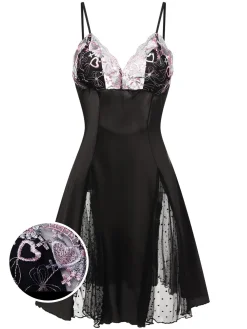 Outlet Retro Stage 1960s Lace Spaghetti Straps Satin Nightgown
