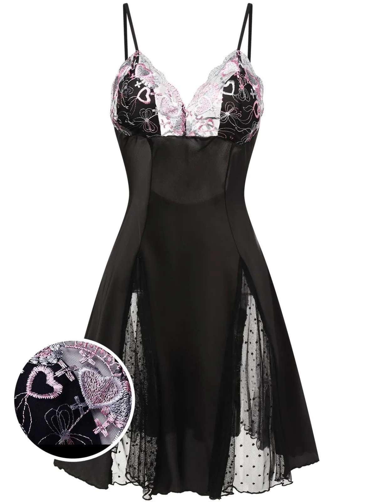 Outlet Retro Stage 1960s Lace Spaghetti Straps Satin Nightgown
