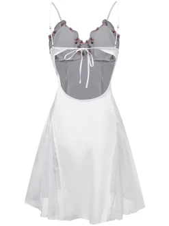 Outlet Retro Stage 1960s Lace Spaghetti Straps Satin Nightgown