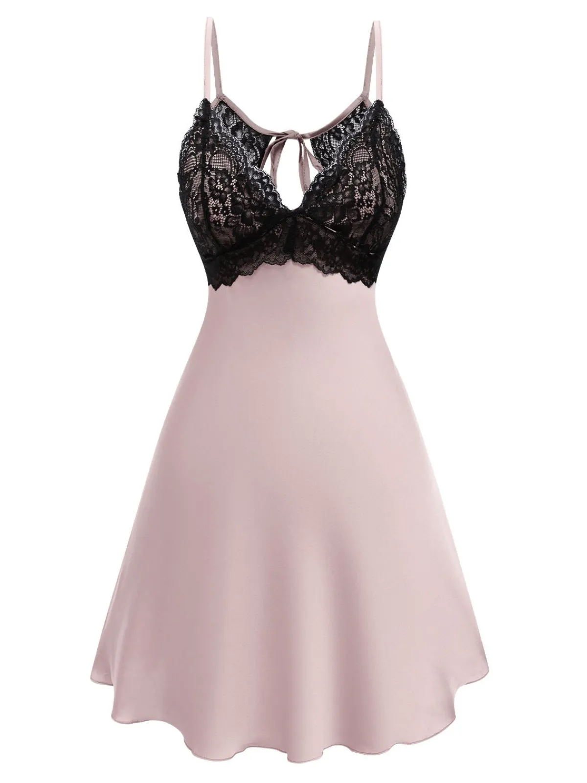 Fashion Retro Stage 1940s Lace Suspender Patchwork Backless Nightgown